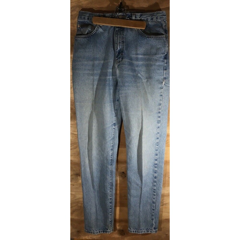 Vintage Calvin Klein double stone washed mom high rise tapered blue jeans sz 12